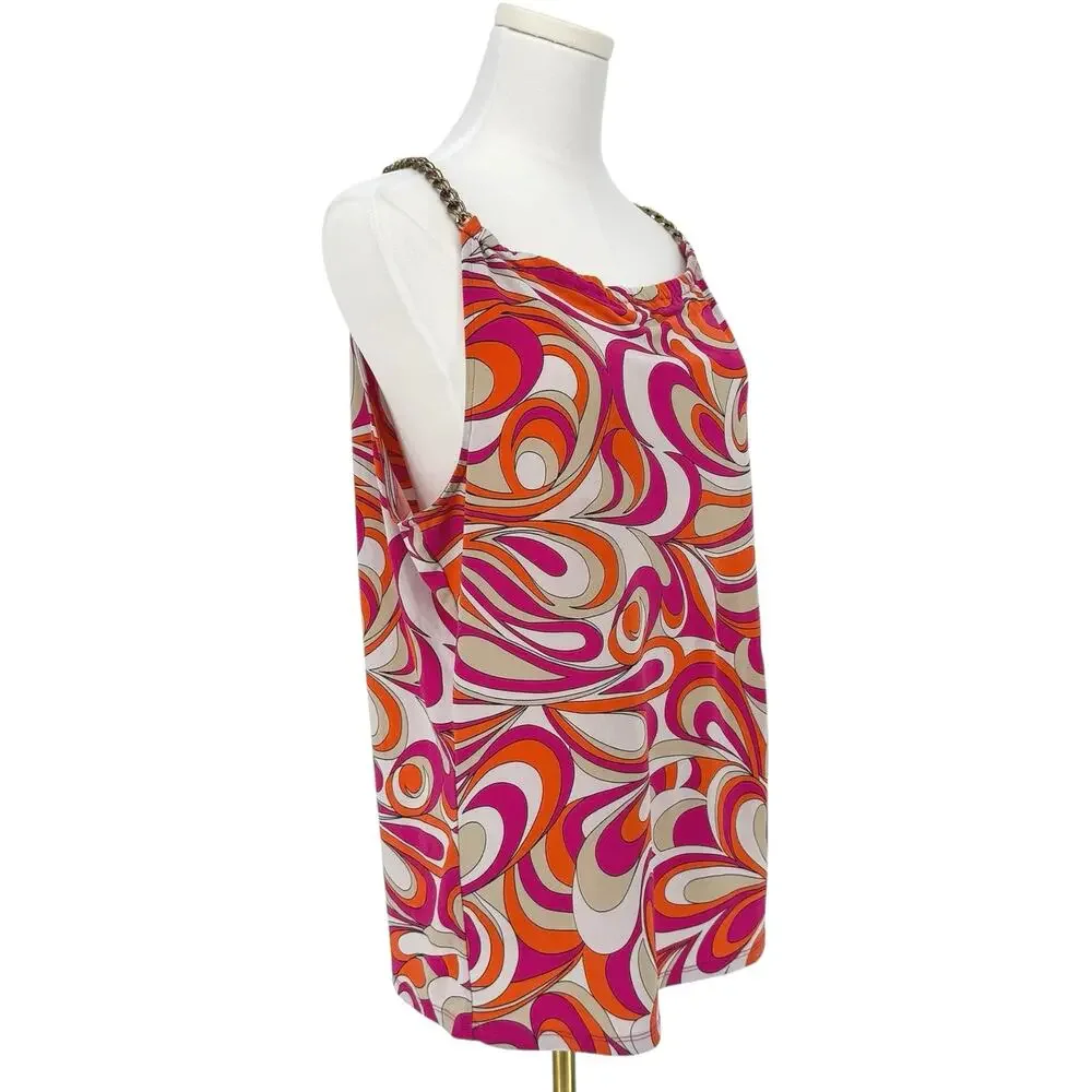 Michael Kors Psychedelic Gold Chain Sleeveless Top L-XL AS-IS* Party Going Out